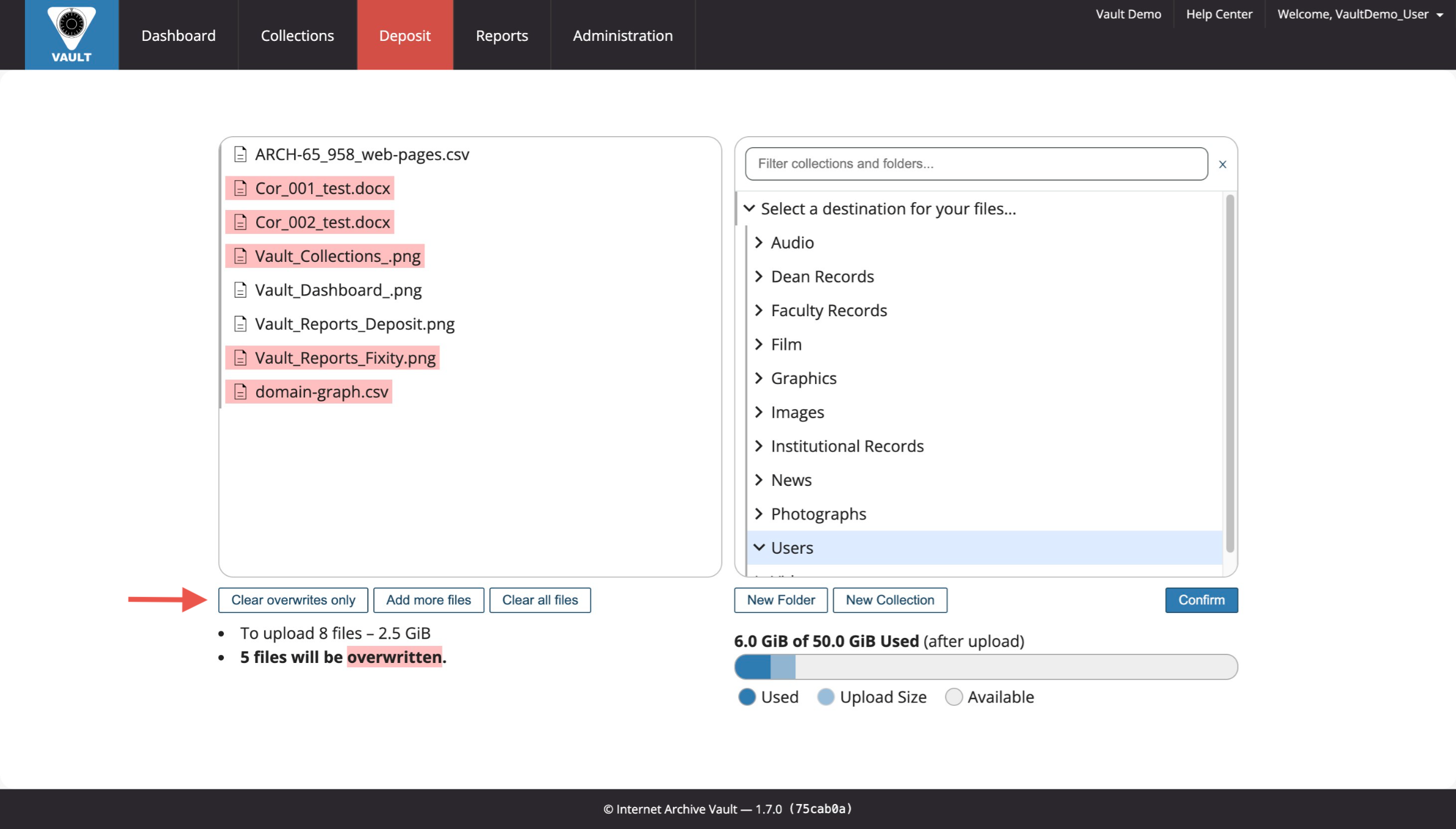 Vault_Deposit_File Conflicts in Staged Area with Arrow.png
