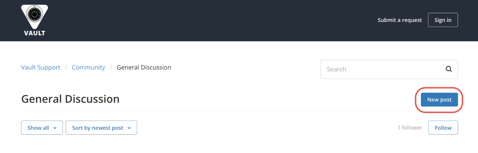 Vault Support _Community_General Discussion_New Post Outlined.png